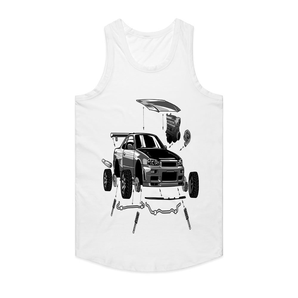 Skyline R34 Build Anatomy — JDM Exploded View T-Shirt