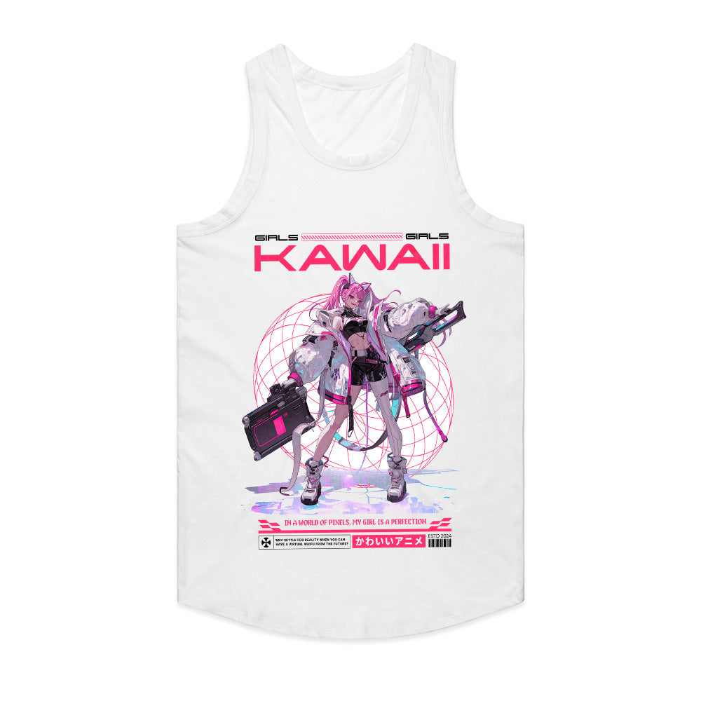 Pixel Kawaii: Cyberpunk Waifu Tee
