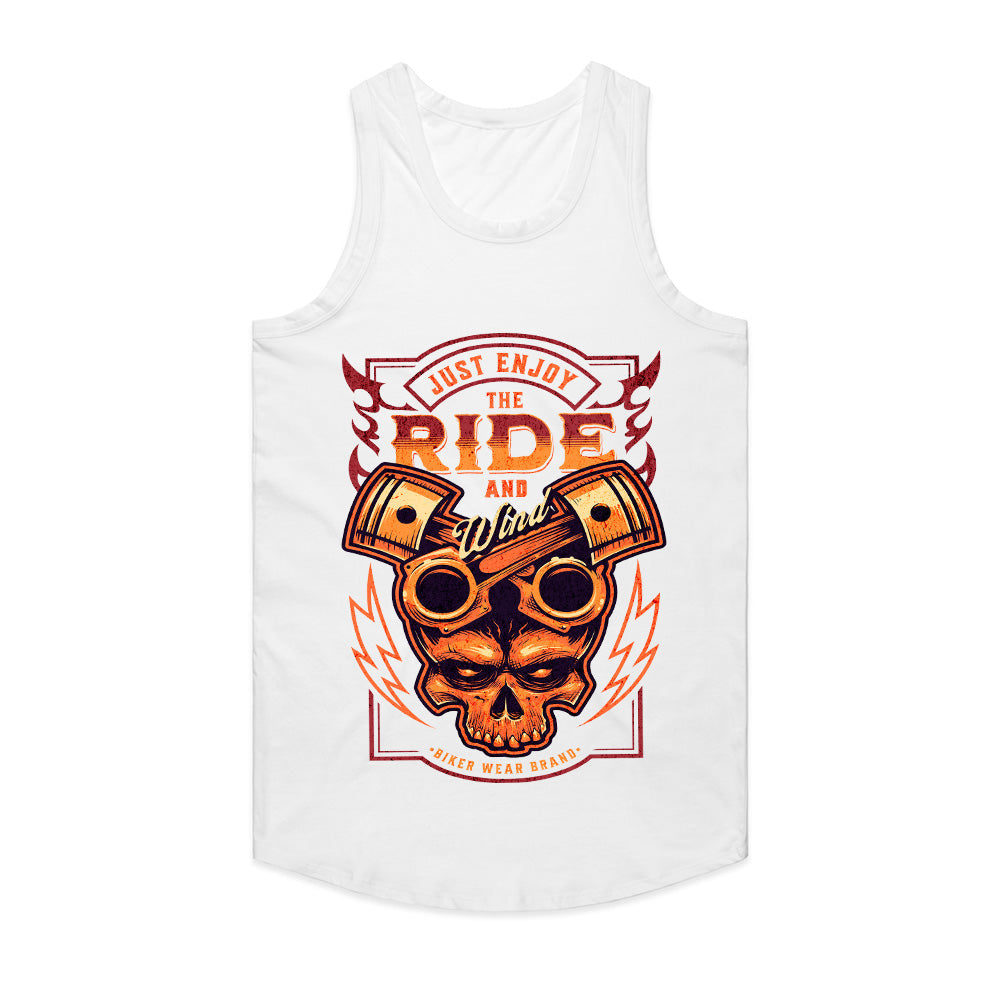 Just Enjoy the Ride and Wind - Bold Biker Skull T-Shirt