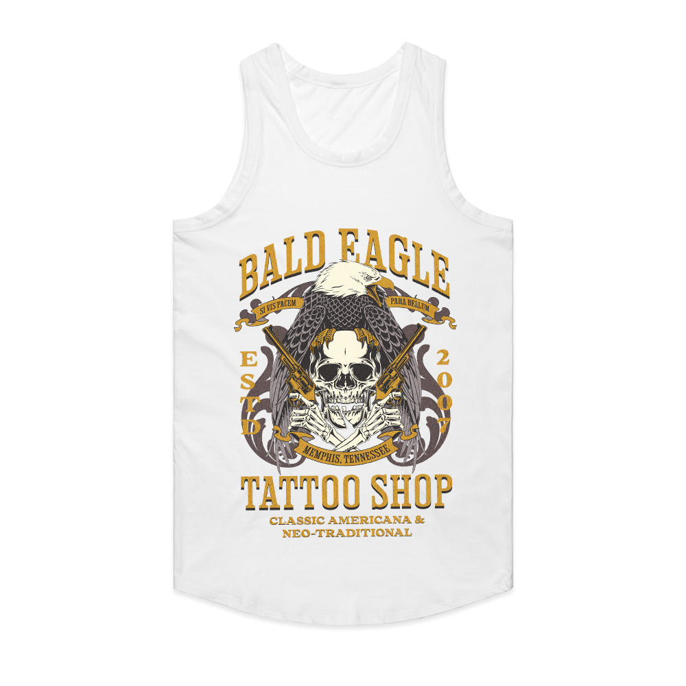 Bald Eagle Tattoo Shop – Classic Americana Biker T-Shirt