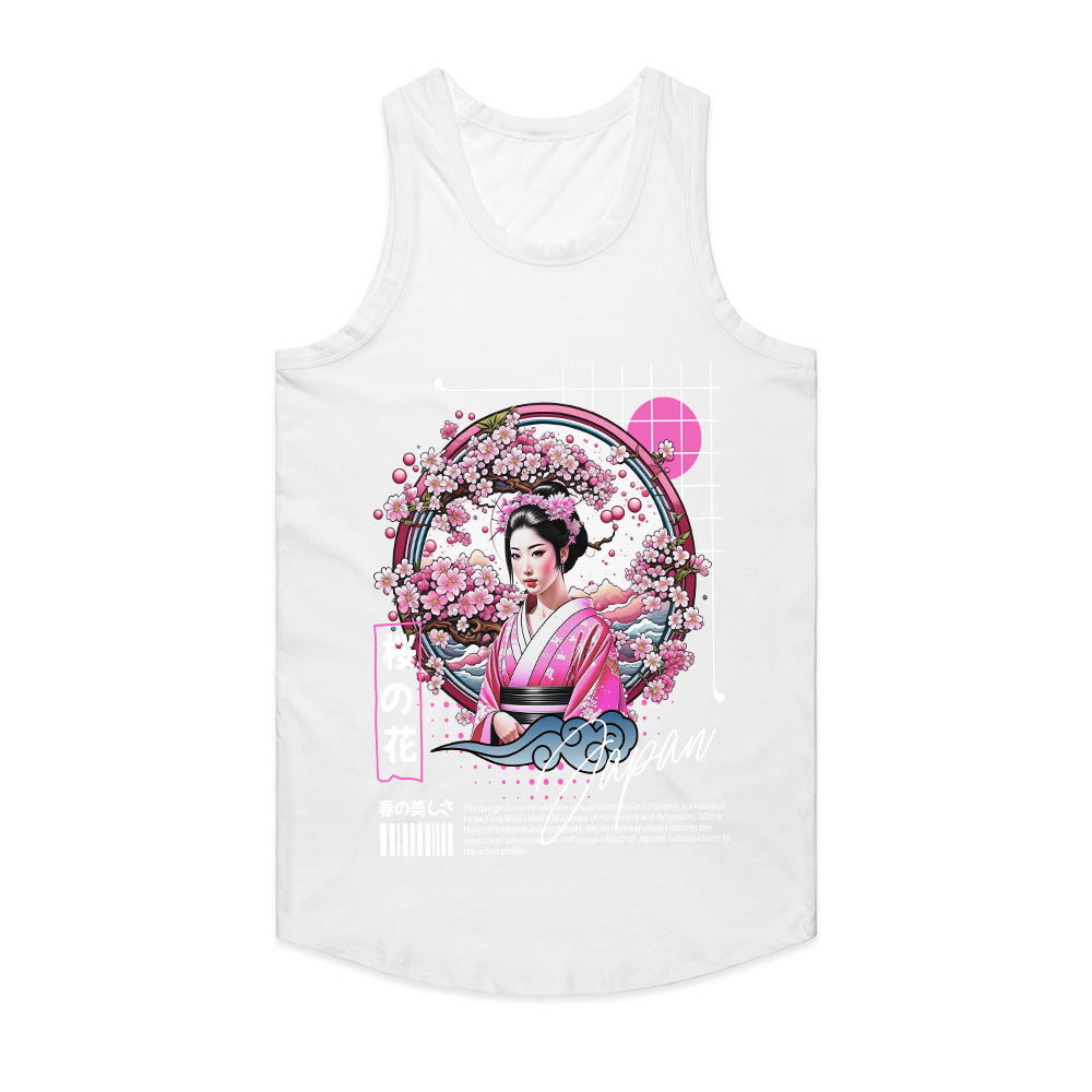 Sakura Blossom Serenity: Modern Geisha Japan Graphic Tee