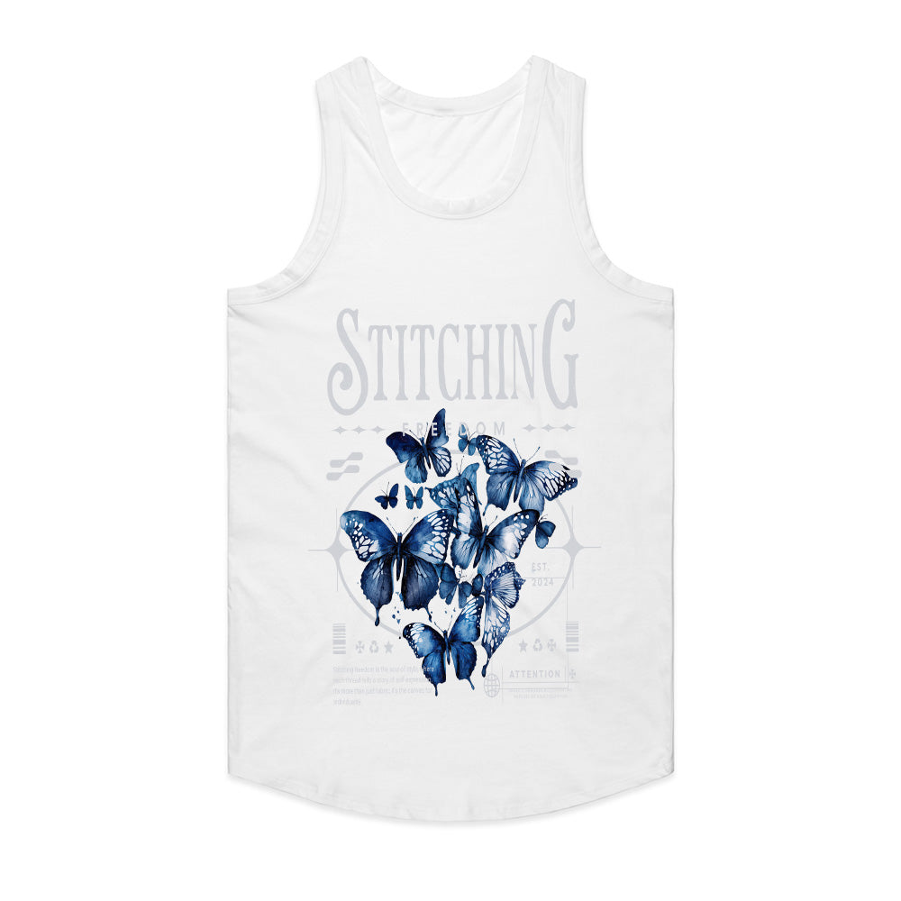 Stitching Freedom: Blue Butterfly Escape Tee