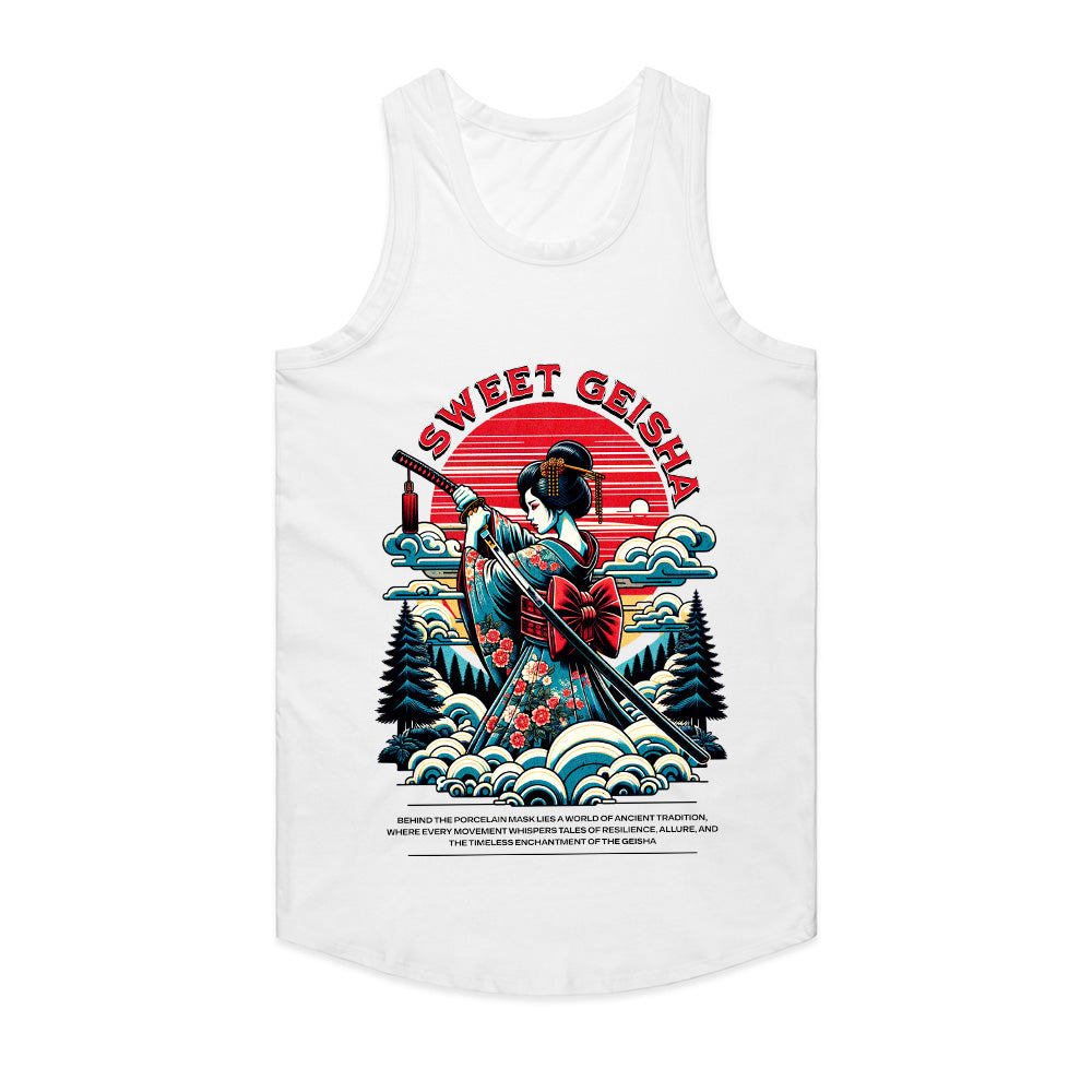 Crimson Serenity: “Sweet Geisha” Rising Sun Tee