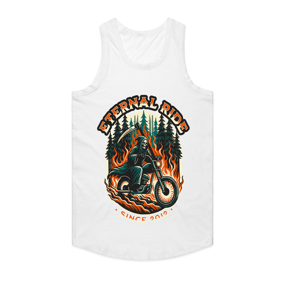 Eternal Ride – Grim Reaper Biker Flames T-Shirt