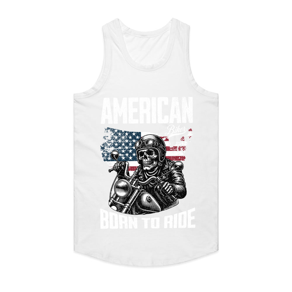 American Biker – Born to Ride Patriotic Skull T-Shirt