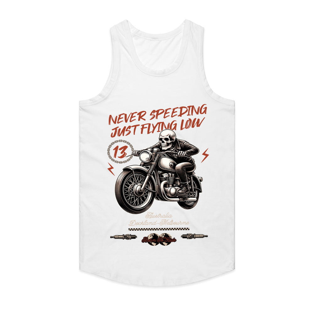 Never Speeding, Just Flying Low – Skull Biker T-Shirt