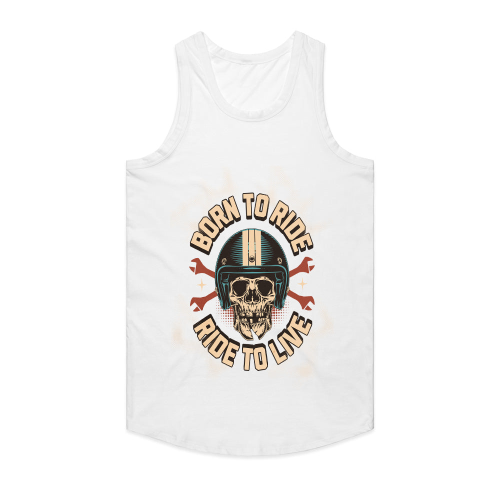 Born to Ride, Ride to Live – Vintage Skull Biker T-Shirt