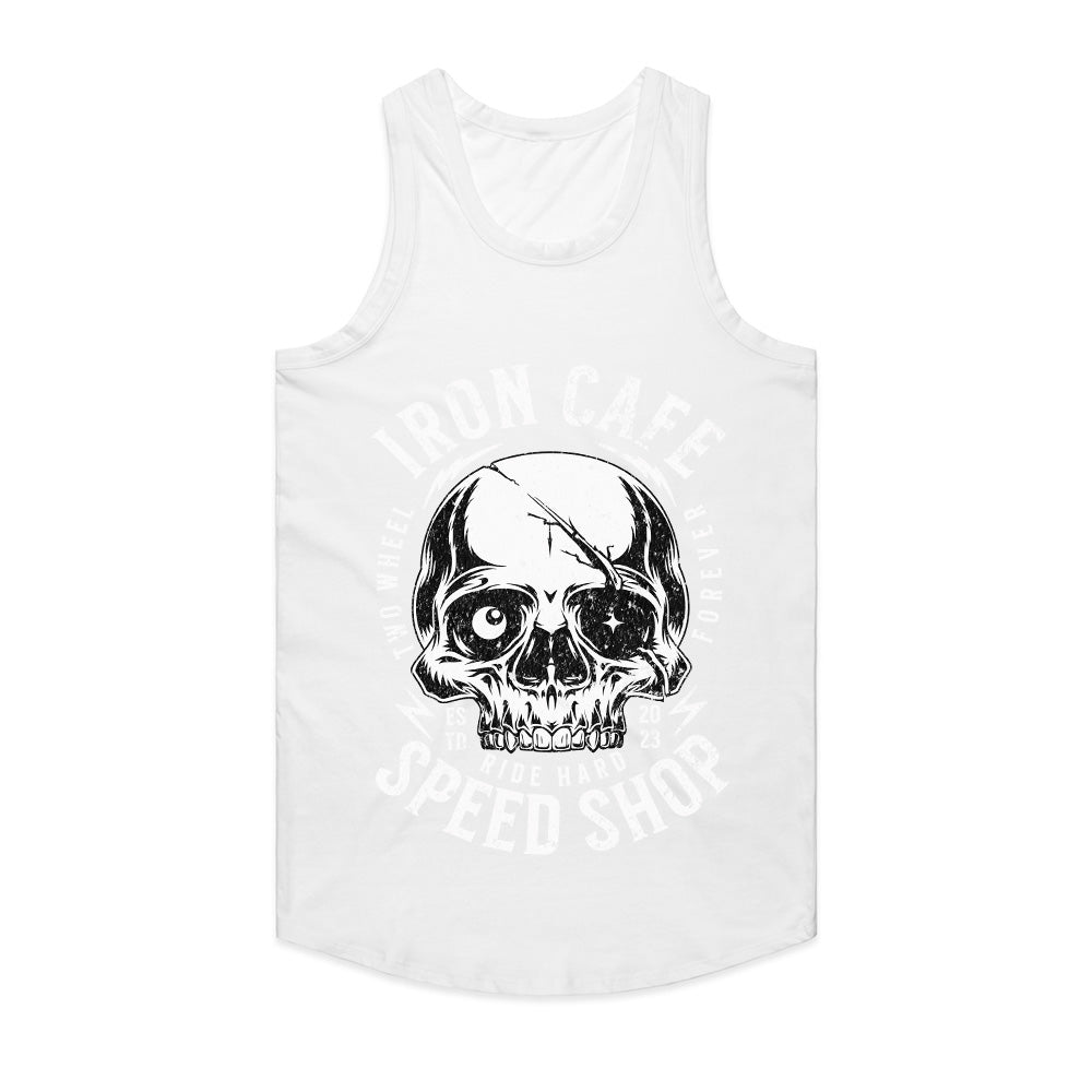 Iron Cafe Speed Shop – Ride Hard Skull Biker T-Shirt