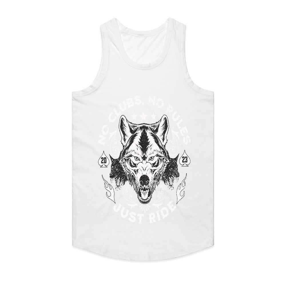 No Clubs, No Rules, Just Ride – Lone Wolf Biker T-Shirt