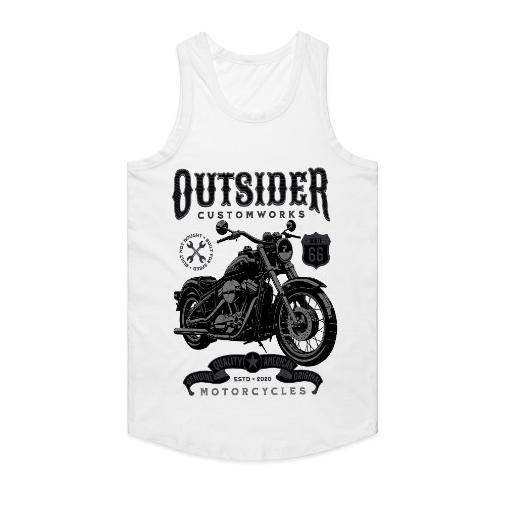 Outsider Customworks T-Shirt – Vintage Route 66 Motorcycle Builder Tee