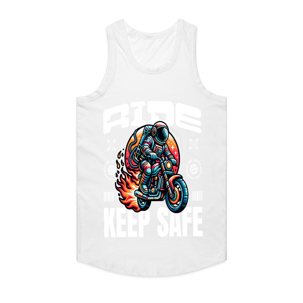 Ride Keep Safe T-Shirt – Futuristic Astronaut Biker Tee