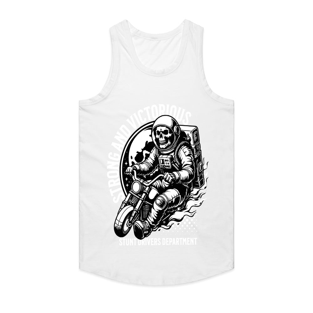 Strong and Victorious T-Shirt – Astronaut Skull Biker Stunt Tee
