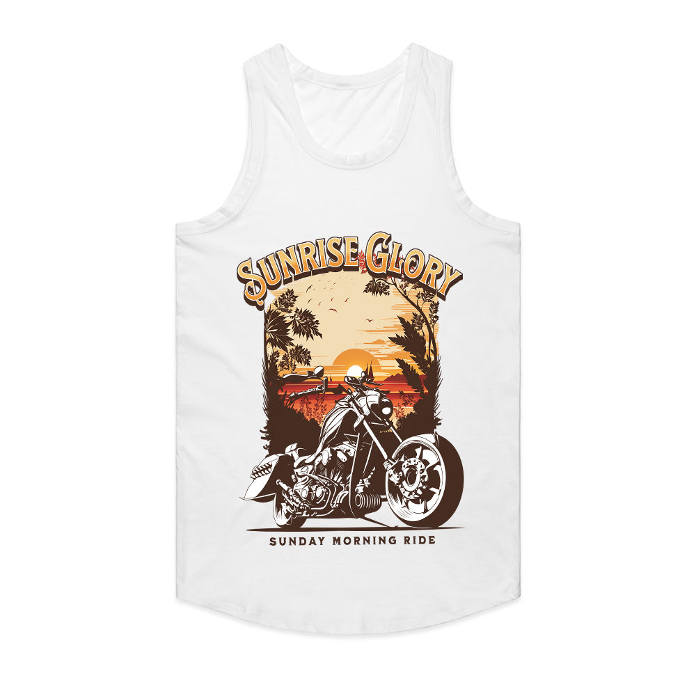Sunrise Glory Ride T-Shirt – Chopper Motorcycle Sunset Adventure Tee