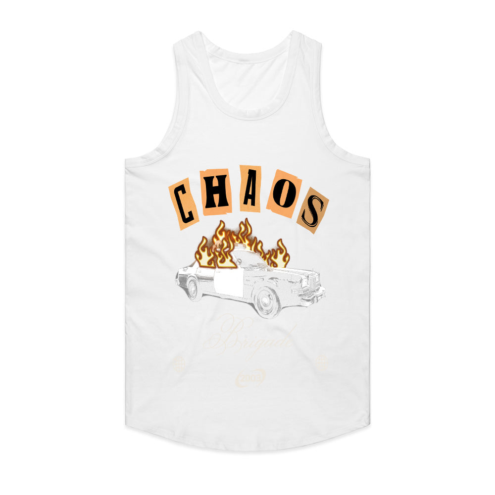 Chaos Brigade — Vintage Burning Police Car Graphic Streetwear T-Shirt
