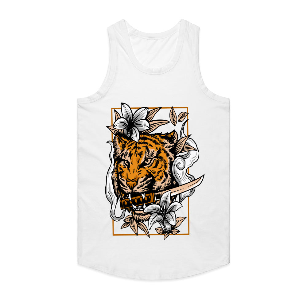 Savage Bloom: Tiger & Blade Floral Fusion Tee