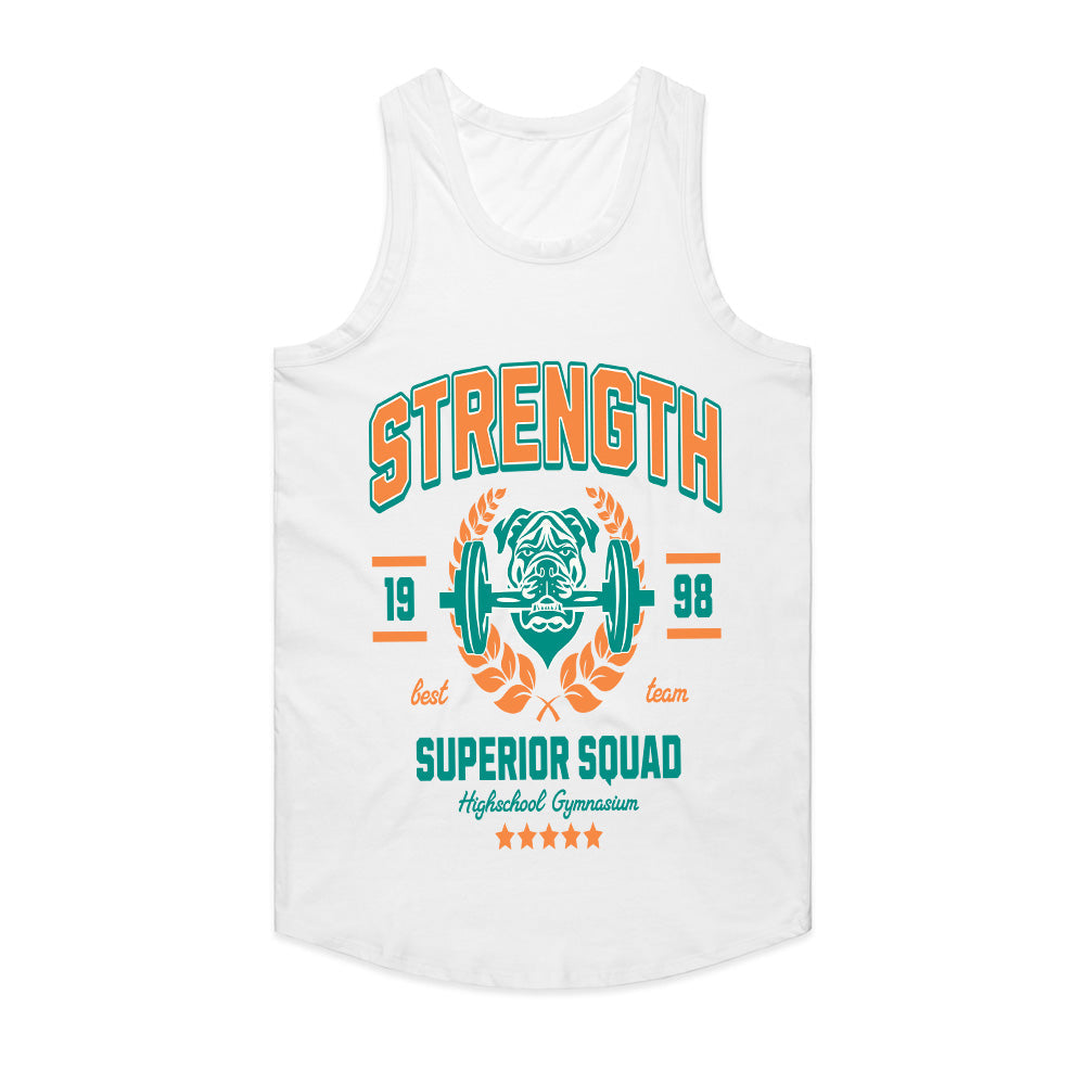 "Strength Superior Squad" Vintage Gym Bulldog T-Shirt – Power & Team Spirit