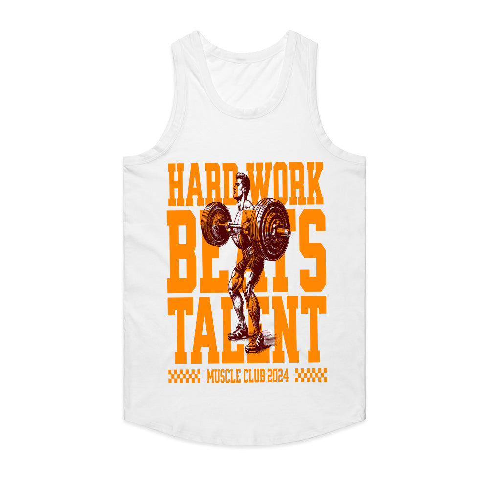 Hard Work Beats Talent – Muscle Club 2024 Gym T-Shirt | Motivational Workout Tee