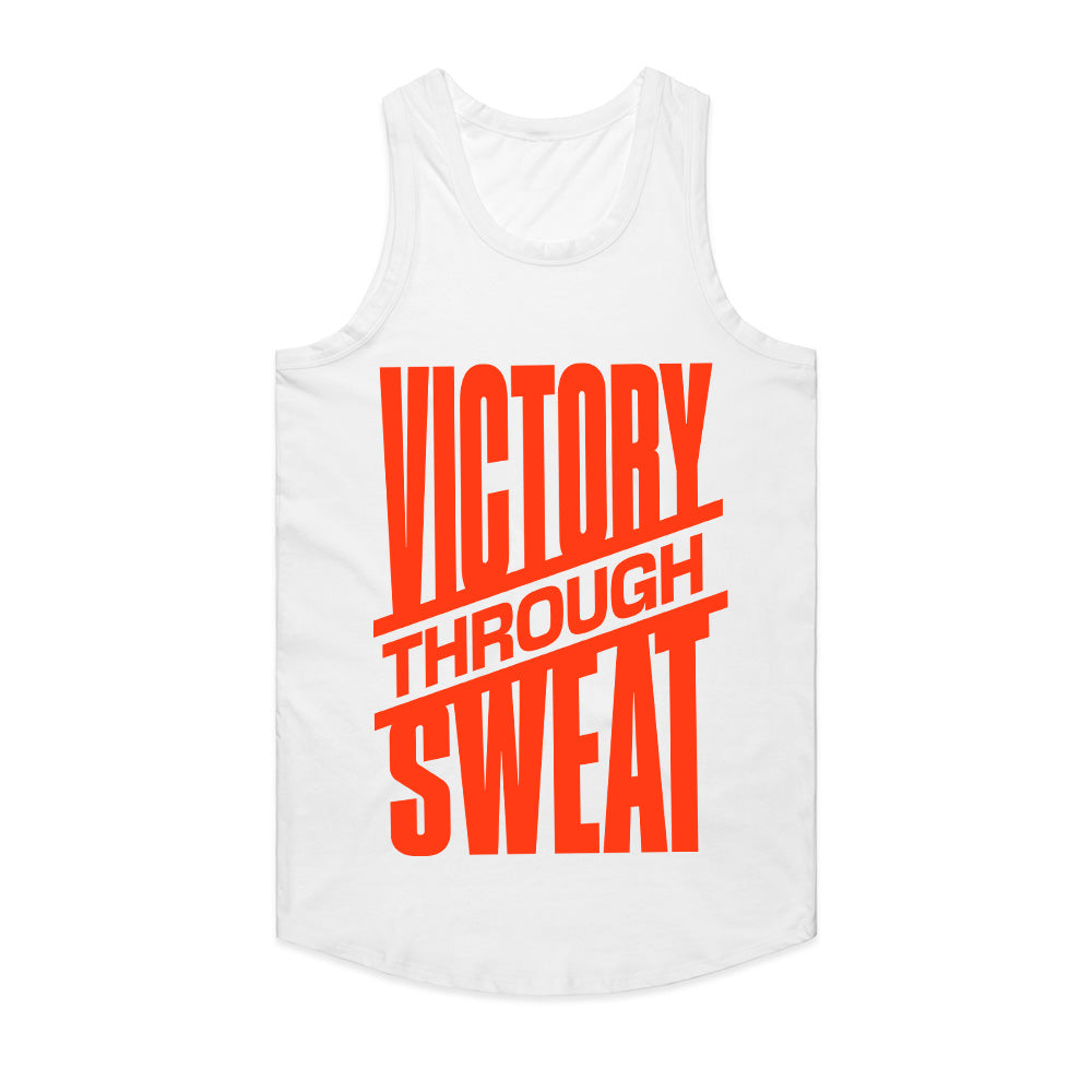 "Victory Through Sweat" Motivational Workout T-Shirt – Black & Bold