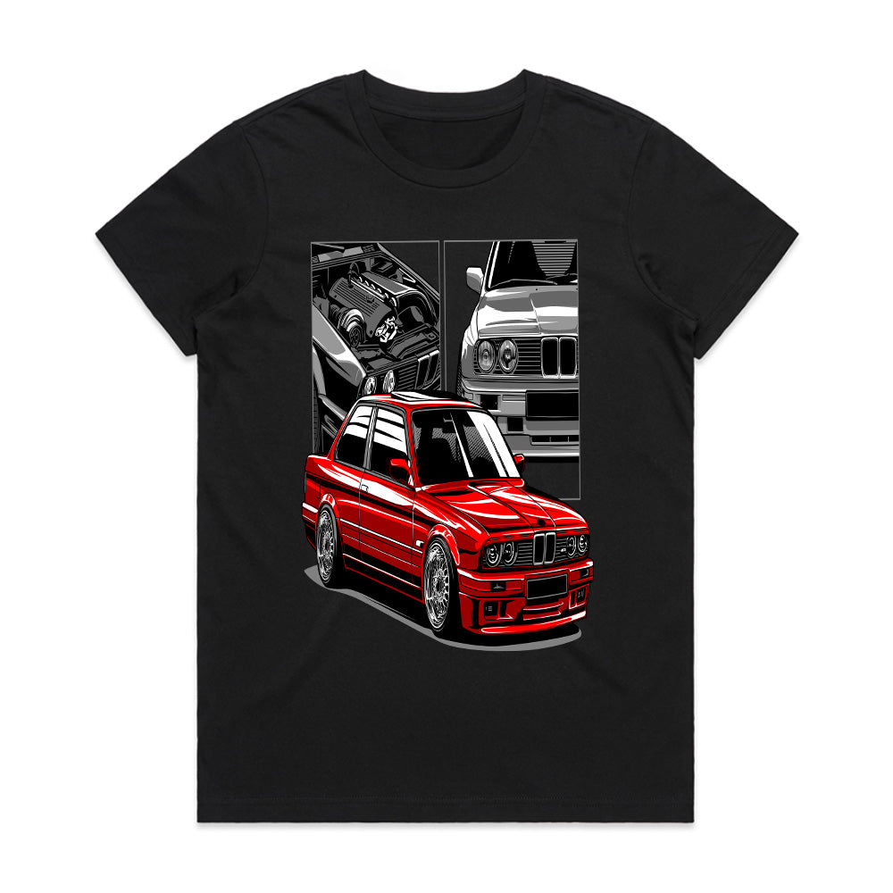 Red Legend E30 M3 Tribute T-Shirt – Iconic Classic Car Art Tee