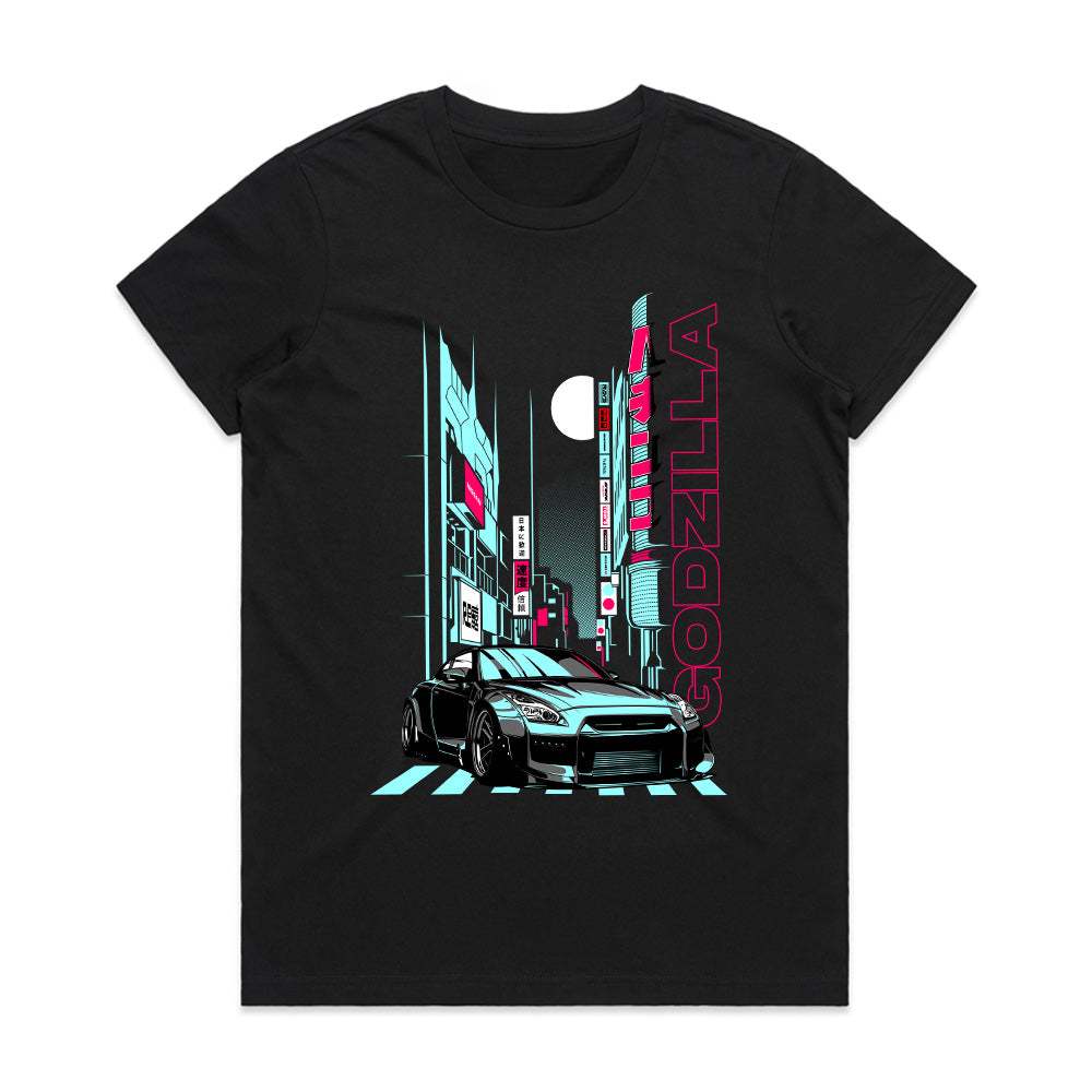 Neon Godzilla Street T-Shirt — GT-R Midnight City Edition