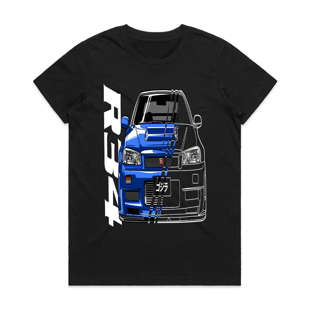 R34 Godzilla — Skyline GT-R Front View JDM T-Shirt