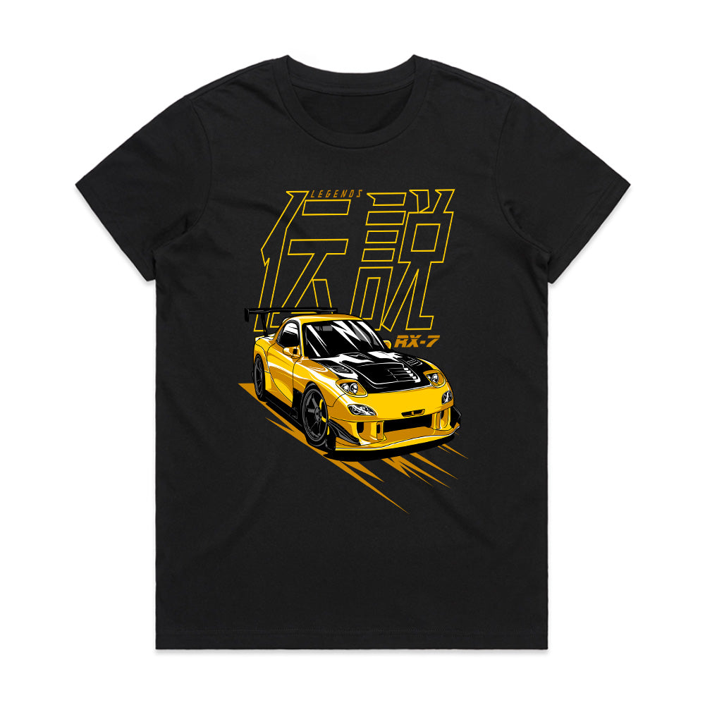RX-7 Rotary Legends — Yellow Drift King T-Shirt