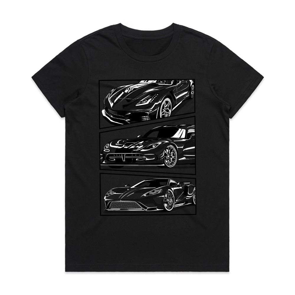 American Supercar Trio — Corvette & GT Performance T-Shirt