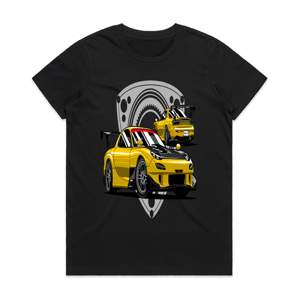 Yellow Turbo RX7 Legends – JDM Rotary Power T-Shirt