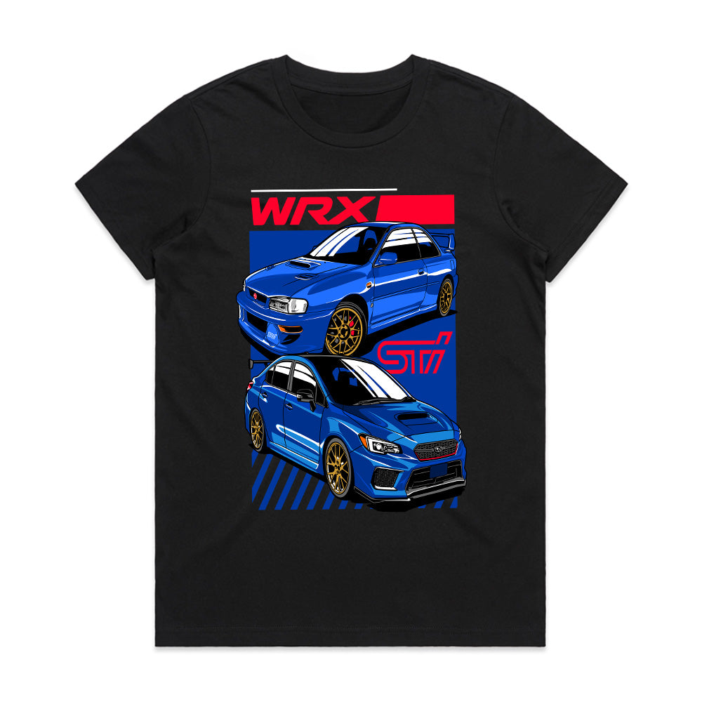 Subaru WRX STI Evolution T-Shirt – Rally Icon Then & Now Tee