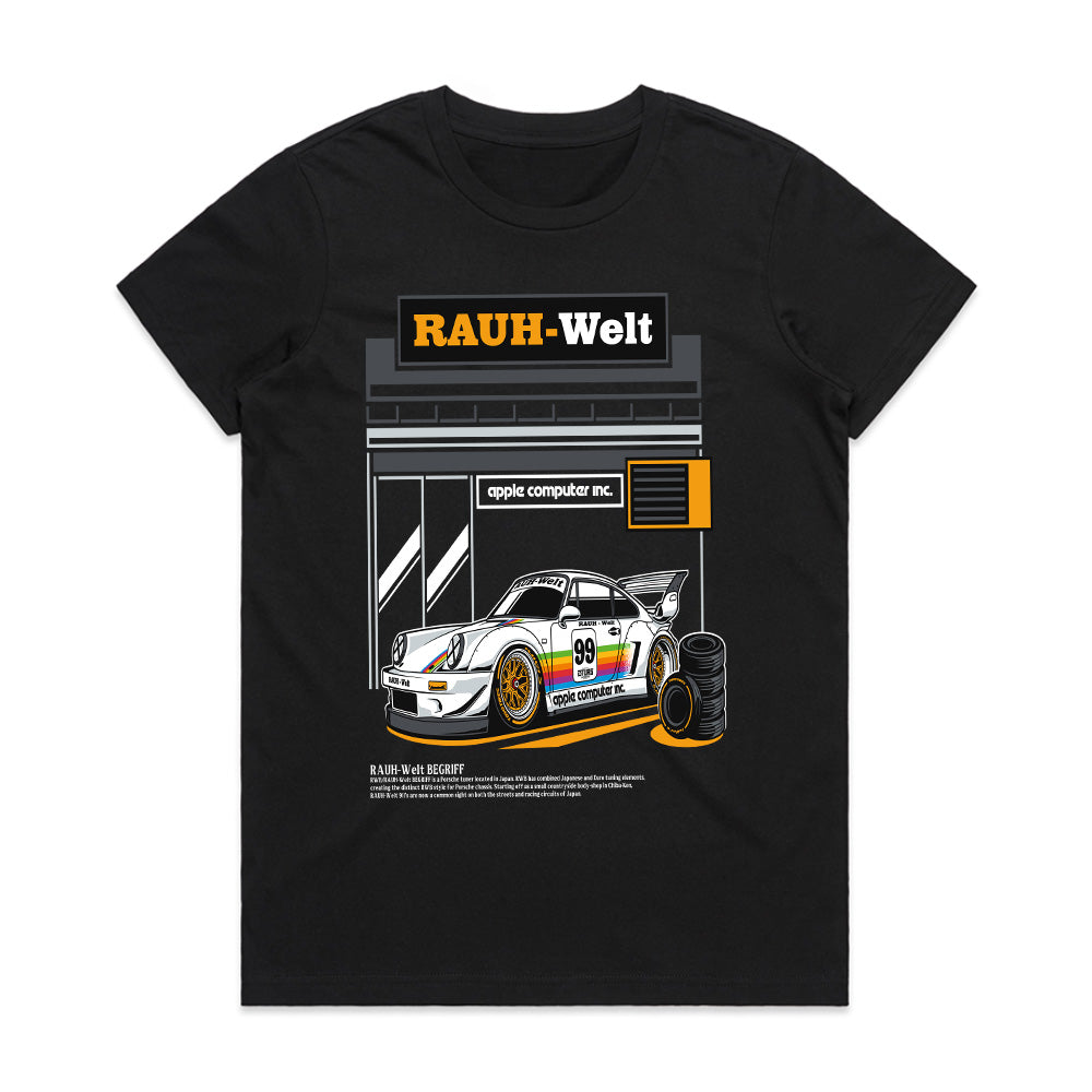 Rauh-Welt Begriff Porsche 911 T-Shirt – Vintage Apple Racing Edition