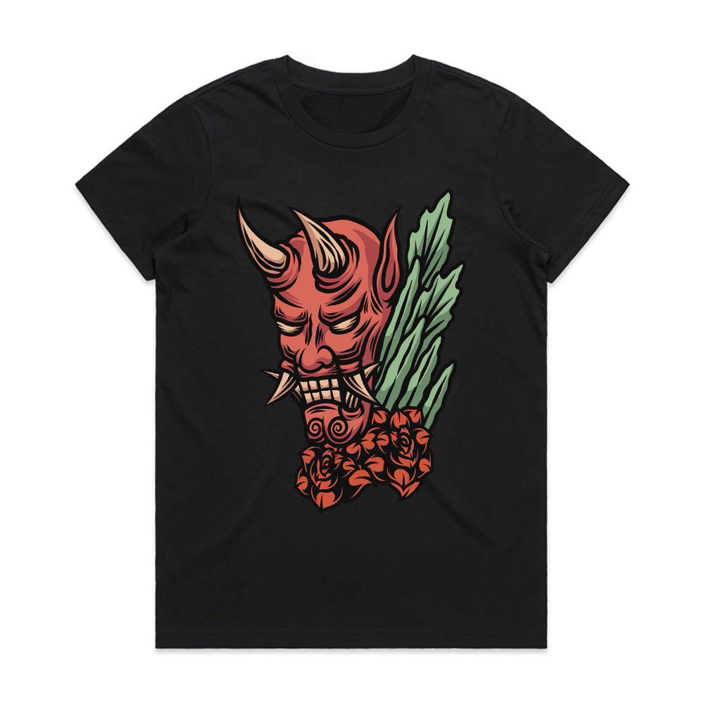 Oni Bloom: Demon & Roses Streetwear Tee