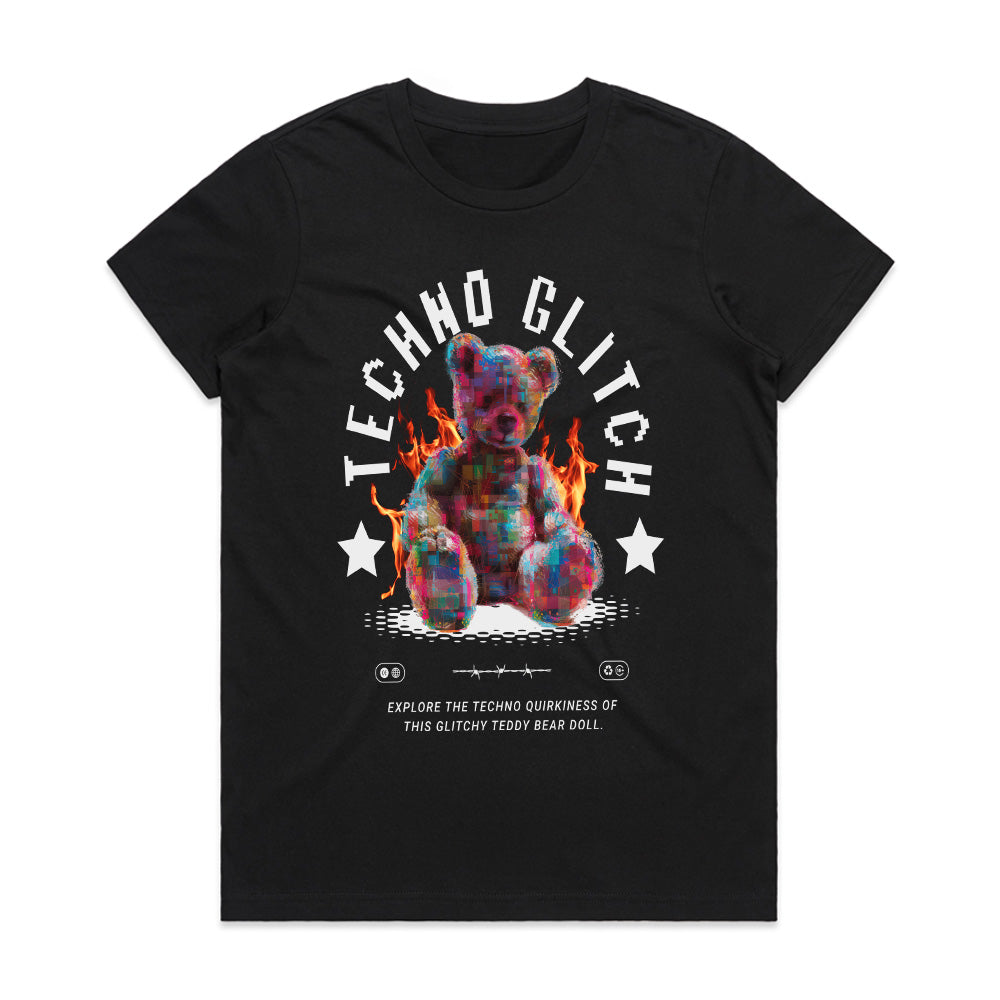 Techno Glitch: Pixel Burn Teddy Tee