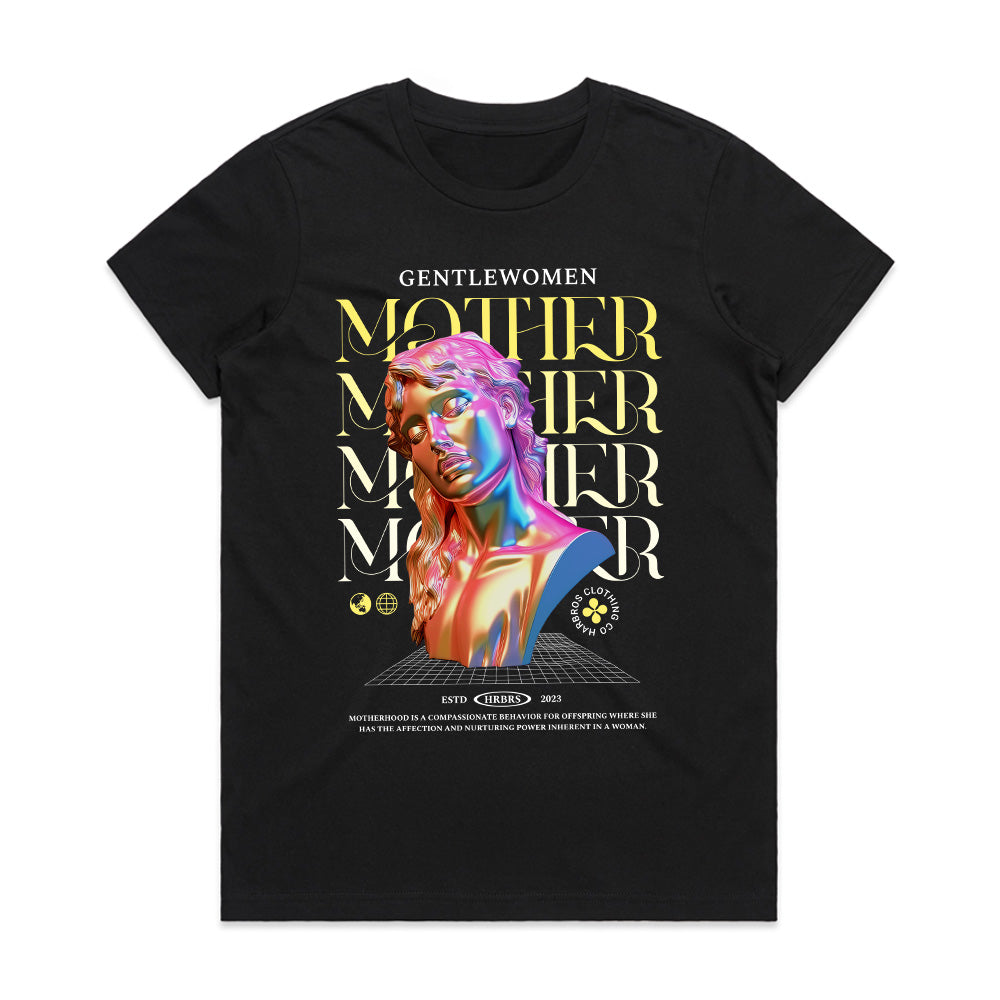 Ethereal Matriarch: Chromatic Goddess Motherhood Tee