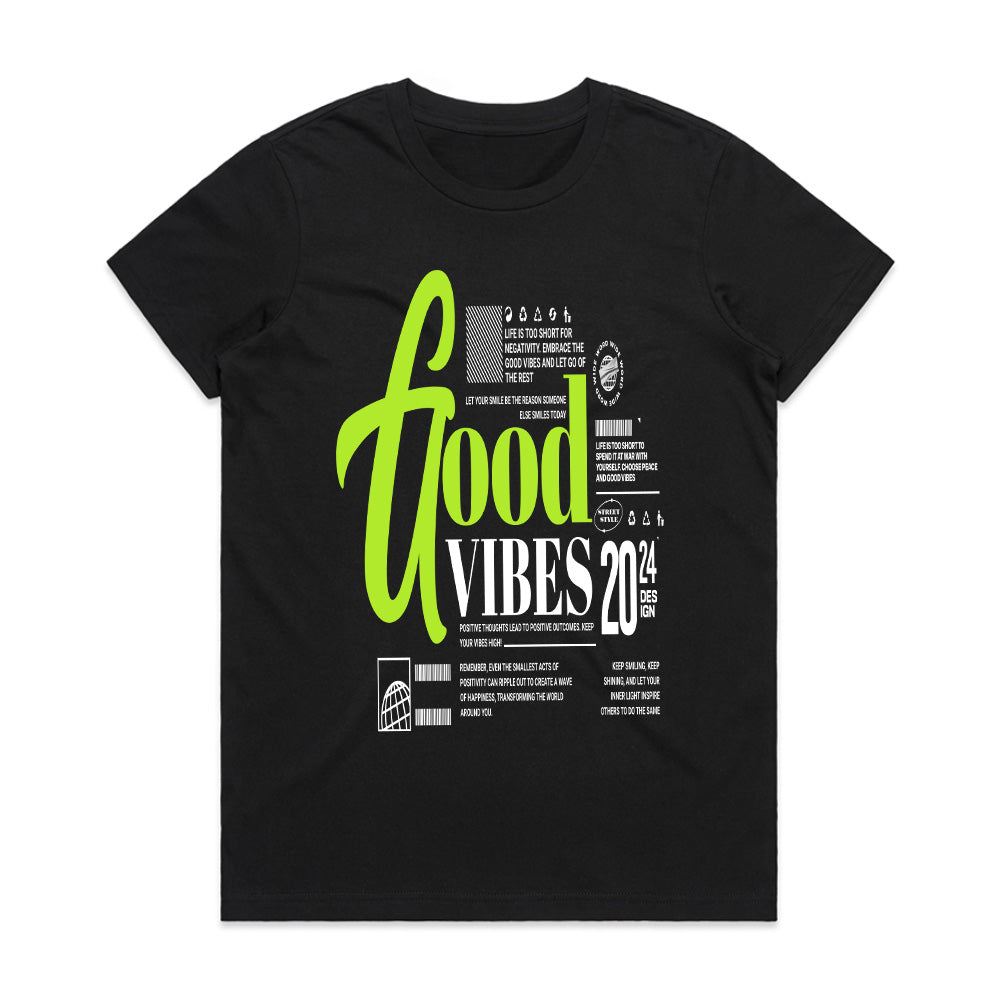 Radiant Mindset: Good Vibes Typography Tee