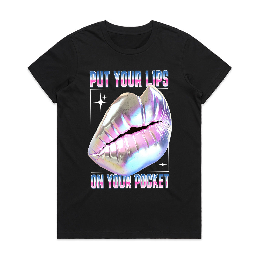 Holographic Kiss: Pocket Lips Statement Tee