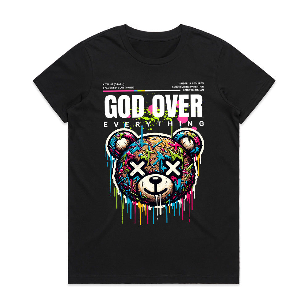 Divine Drip: God Over Everything Graffiti Bear Tee