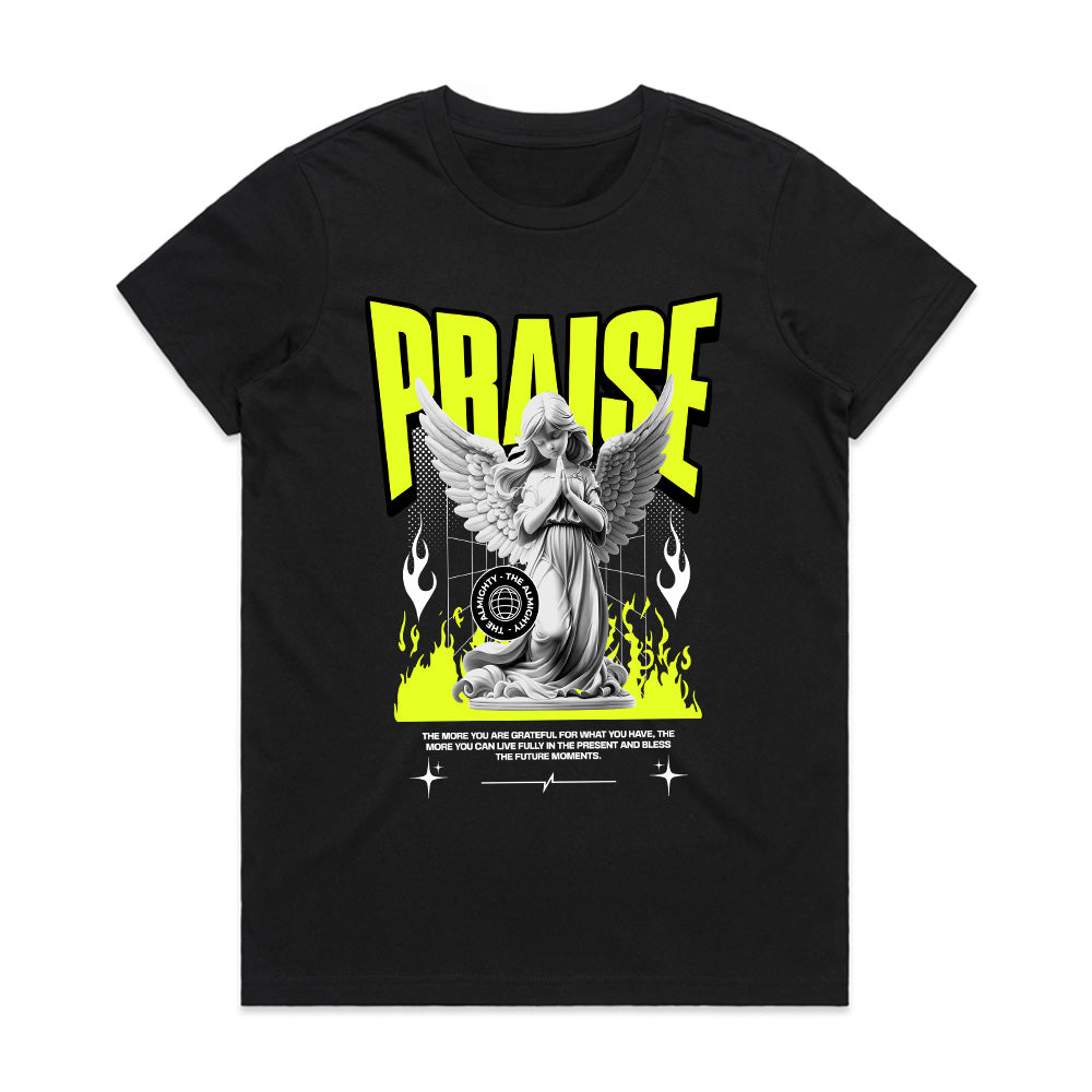 Celestial Reverence: Neon Praise Angel Tee
