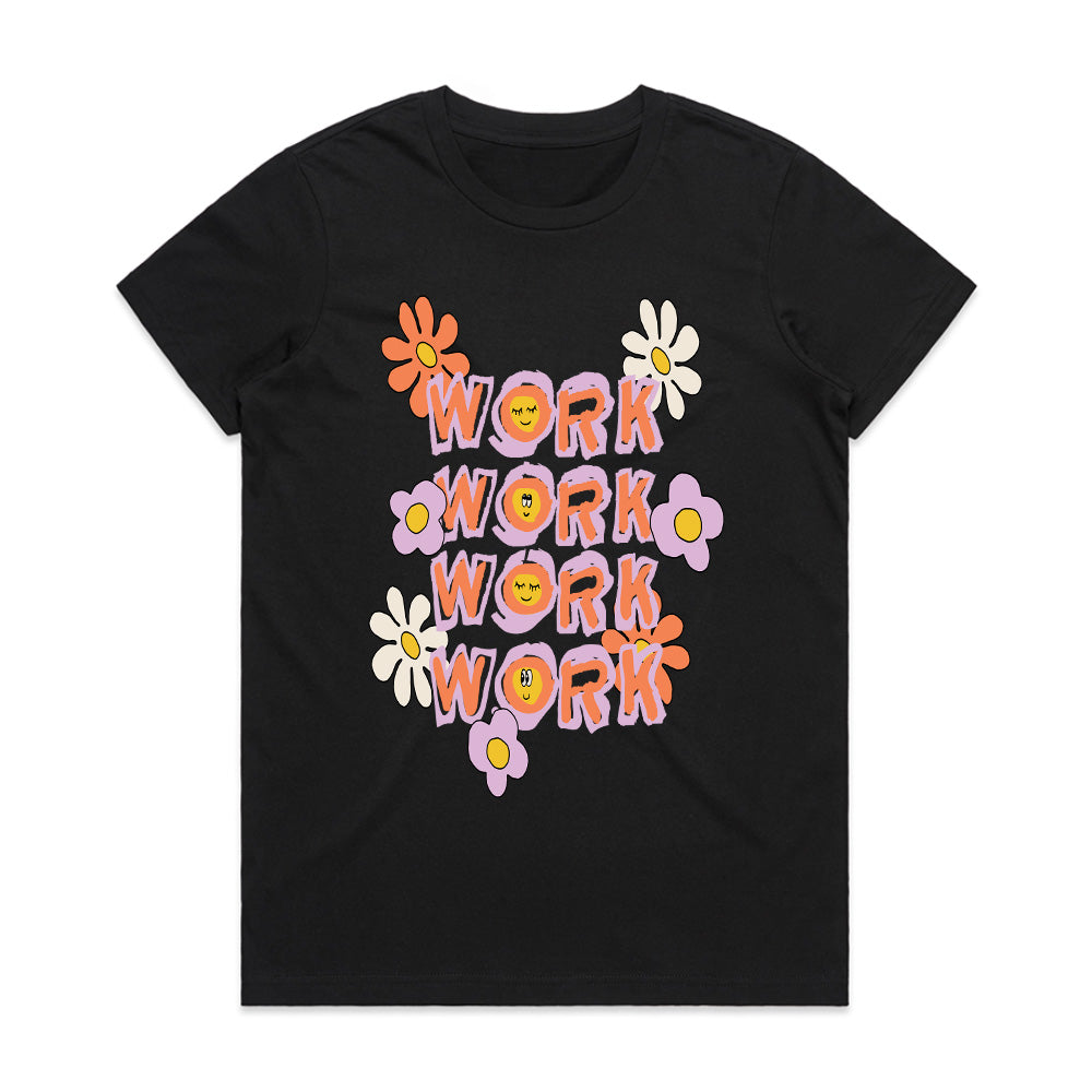 Flower Power Grind: Work with a Smile Tee