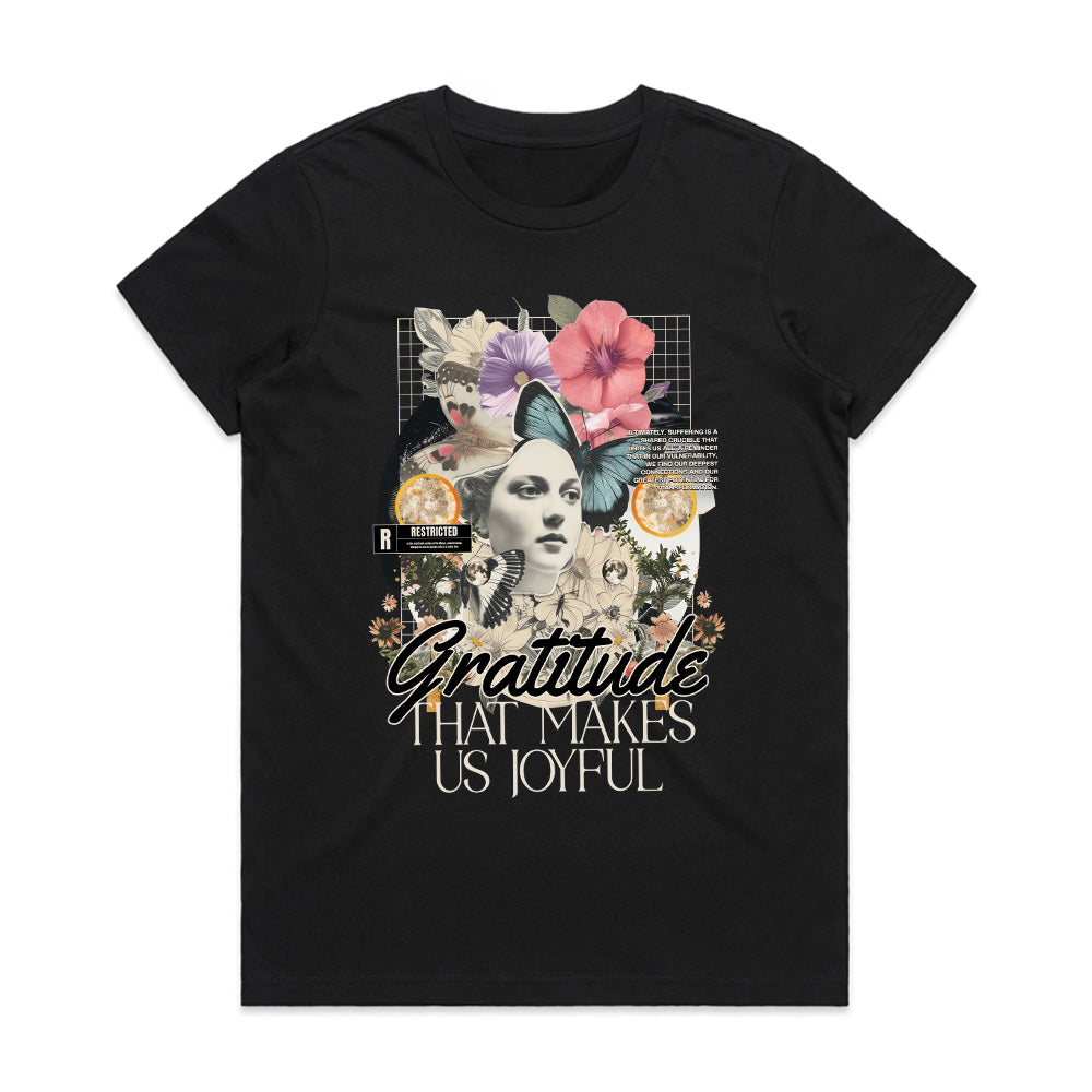 Gratitude Bloom: Joyful Mind Collage Tee