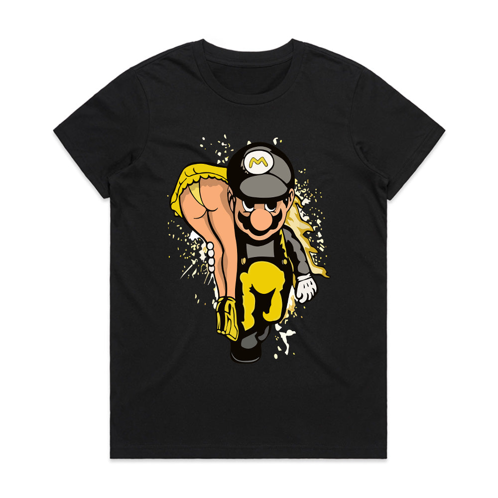 Retro Mischief: Bold Mario Parody Tee