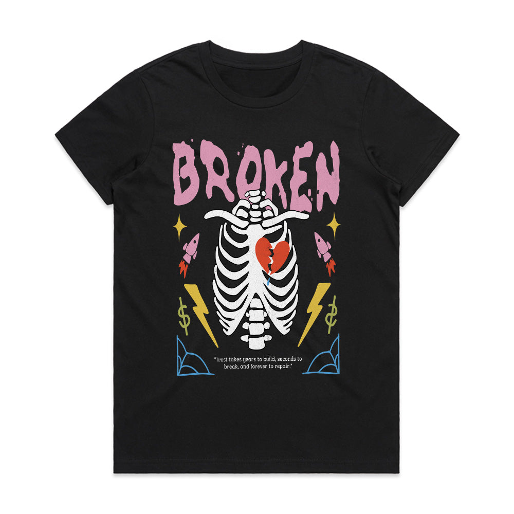 Fractured Heart: Broken Trust Skeleton Tee