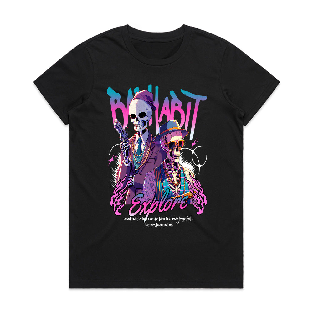 Vice Voyage: Neon Skeleton Bad Habit Tee