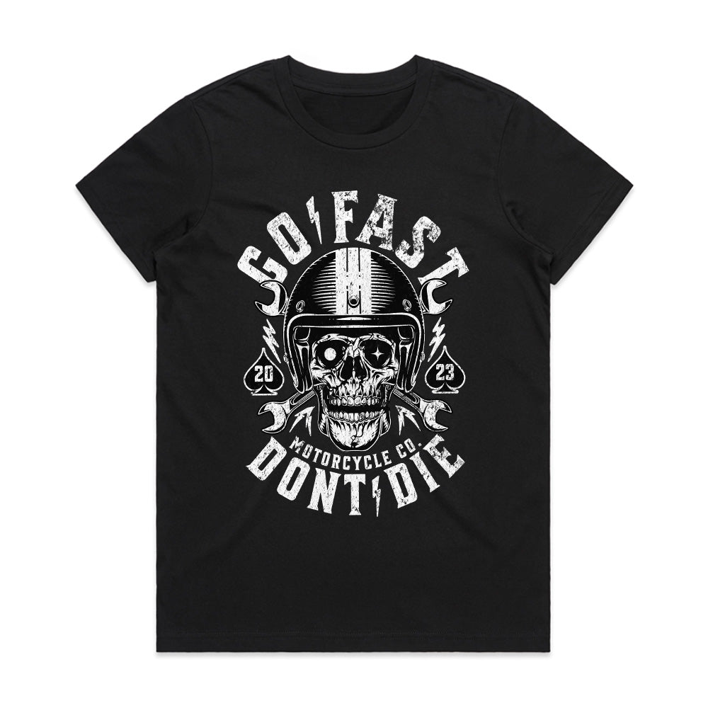 Go Fast, Don’t Die – Hardcore Biker Skull T-Shirt
