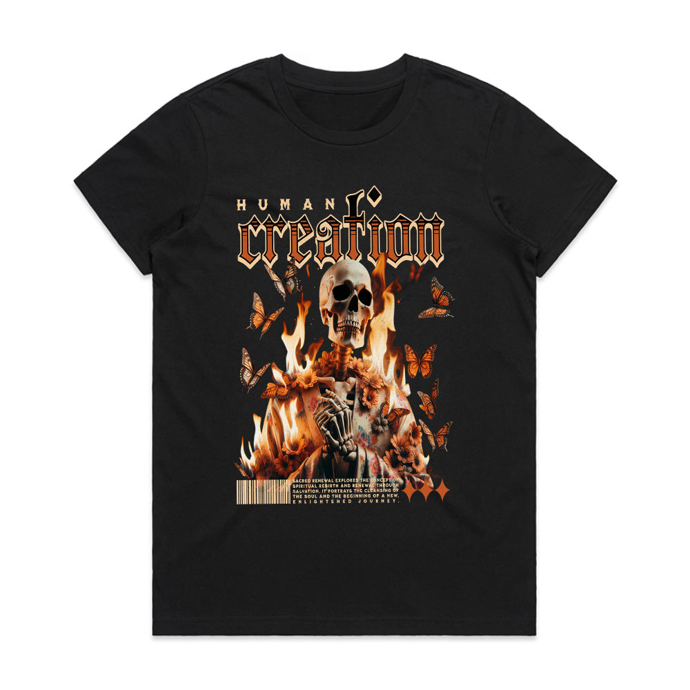 Infernal Metamorphosis: Human Creation Flame Tee