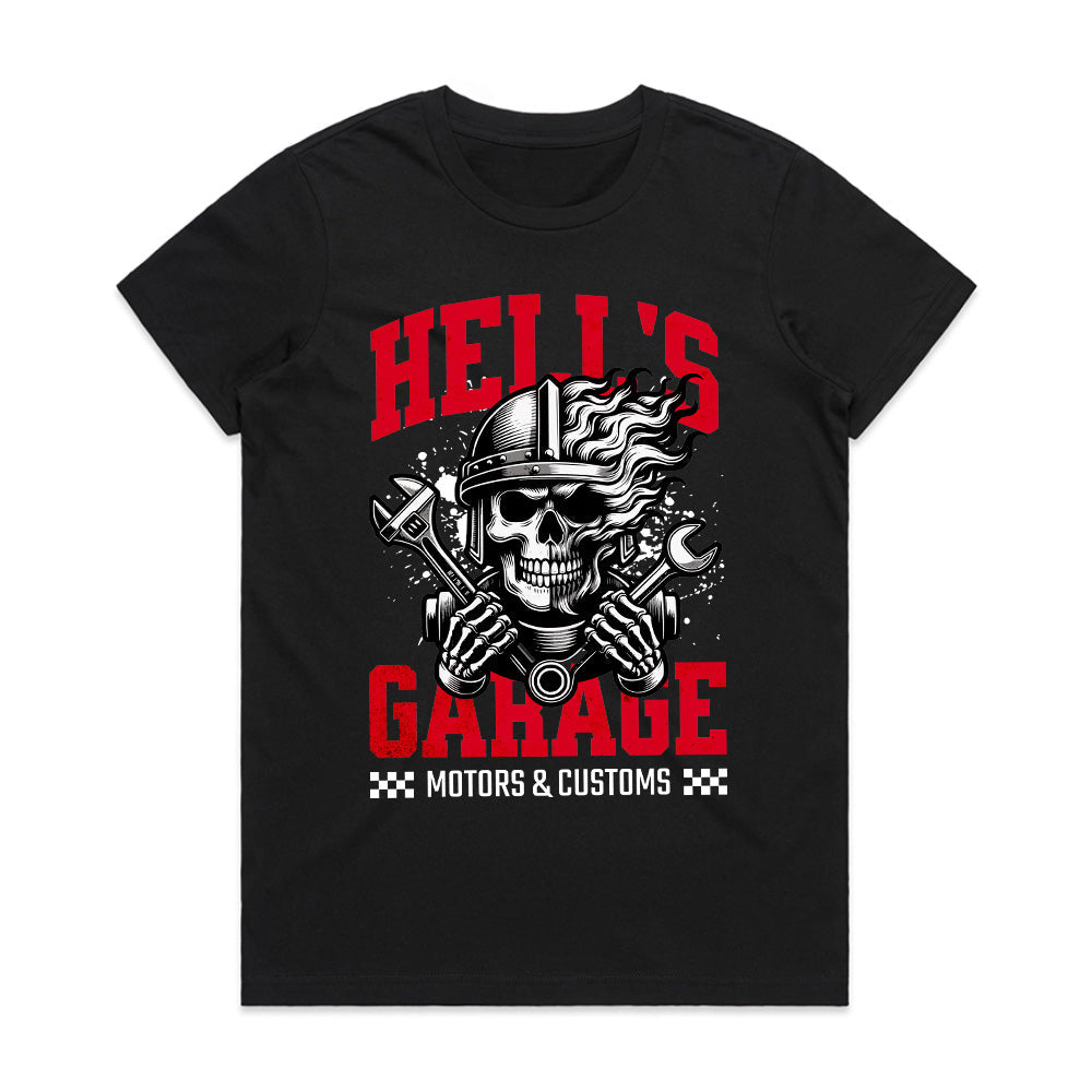 Hell’s Garage – Skull Mechanic Biker T-Shirt