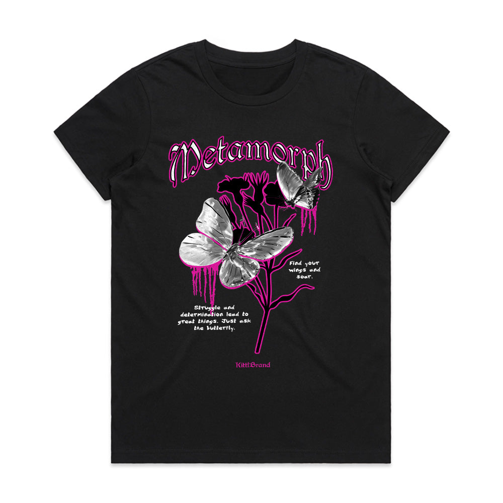Metamorph Flight: Silver Butterflies of Transformation Tee