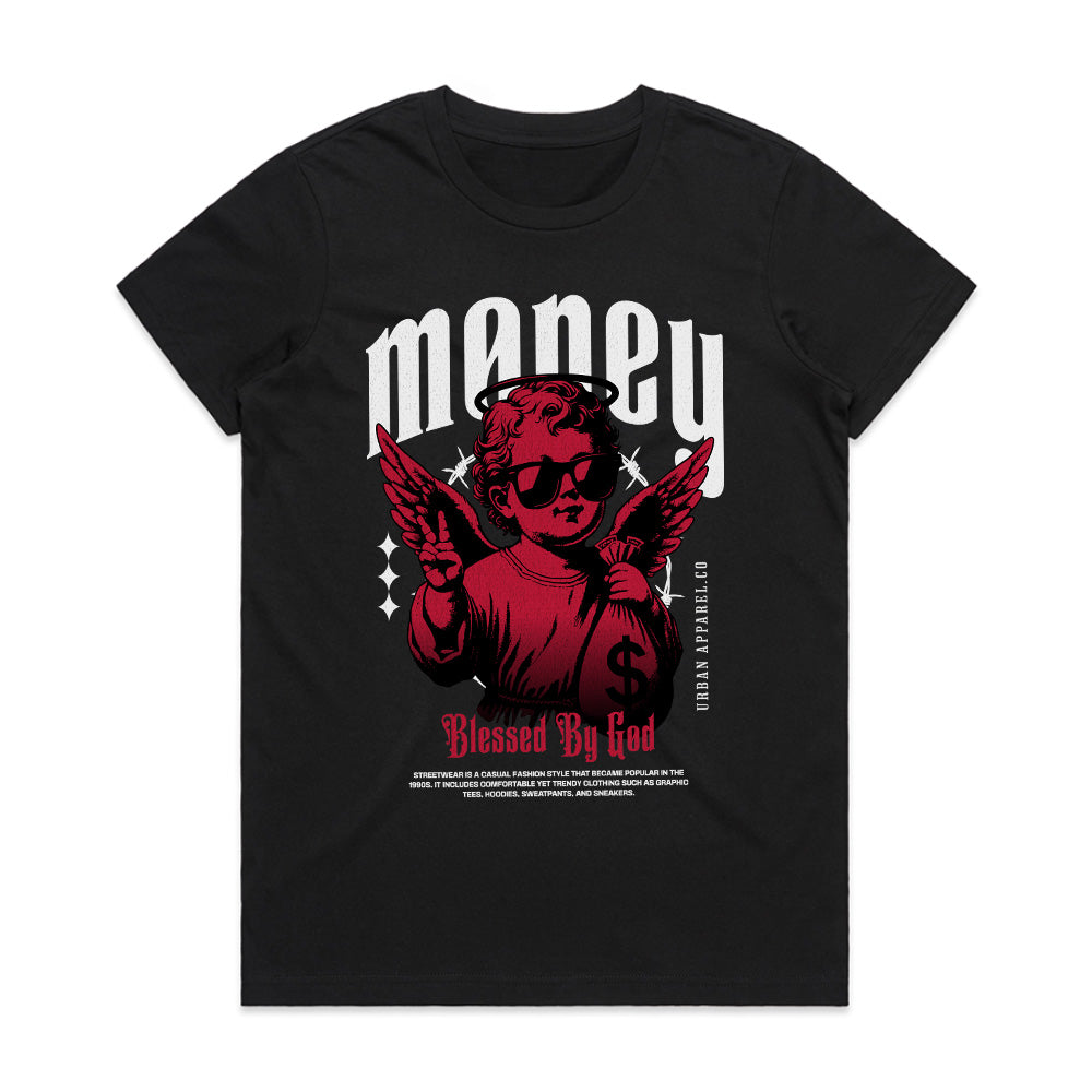 Heavenly Hustle: Blessed Money Angel Tee