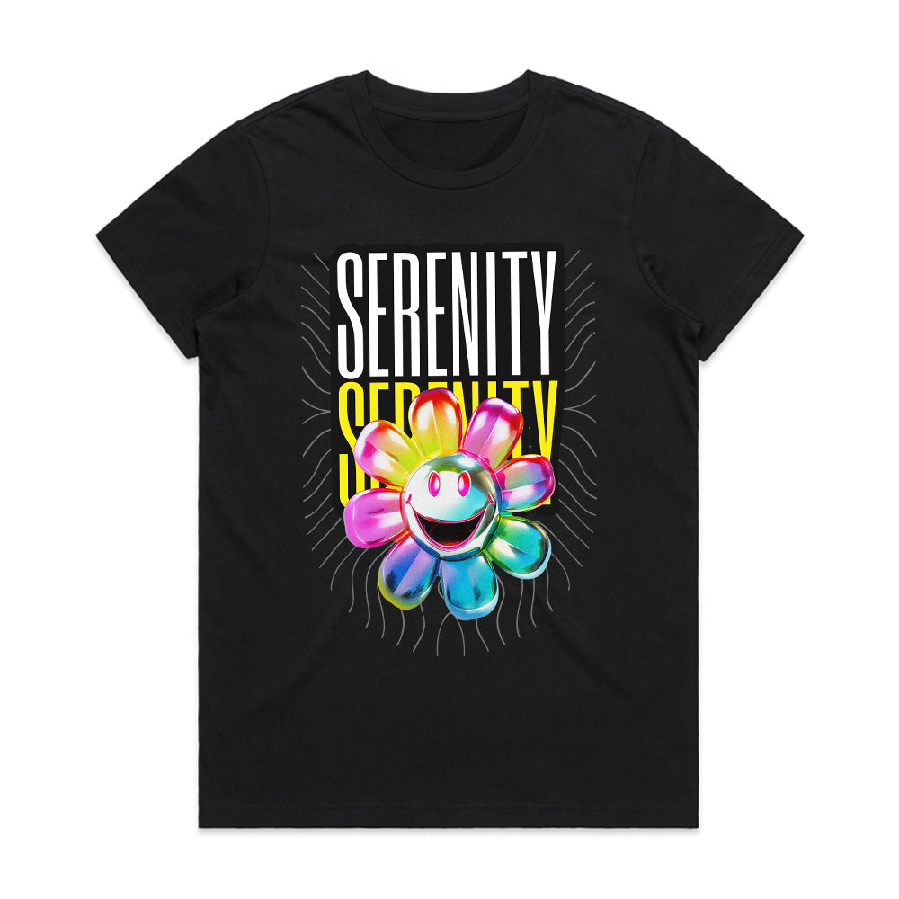 Serenity Bloom: Neon Smiley Flower Tee