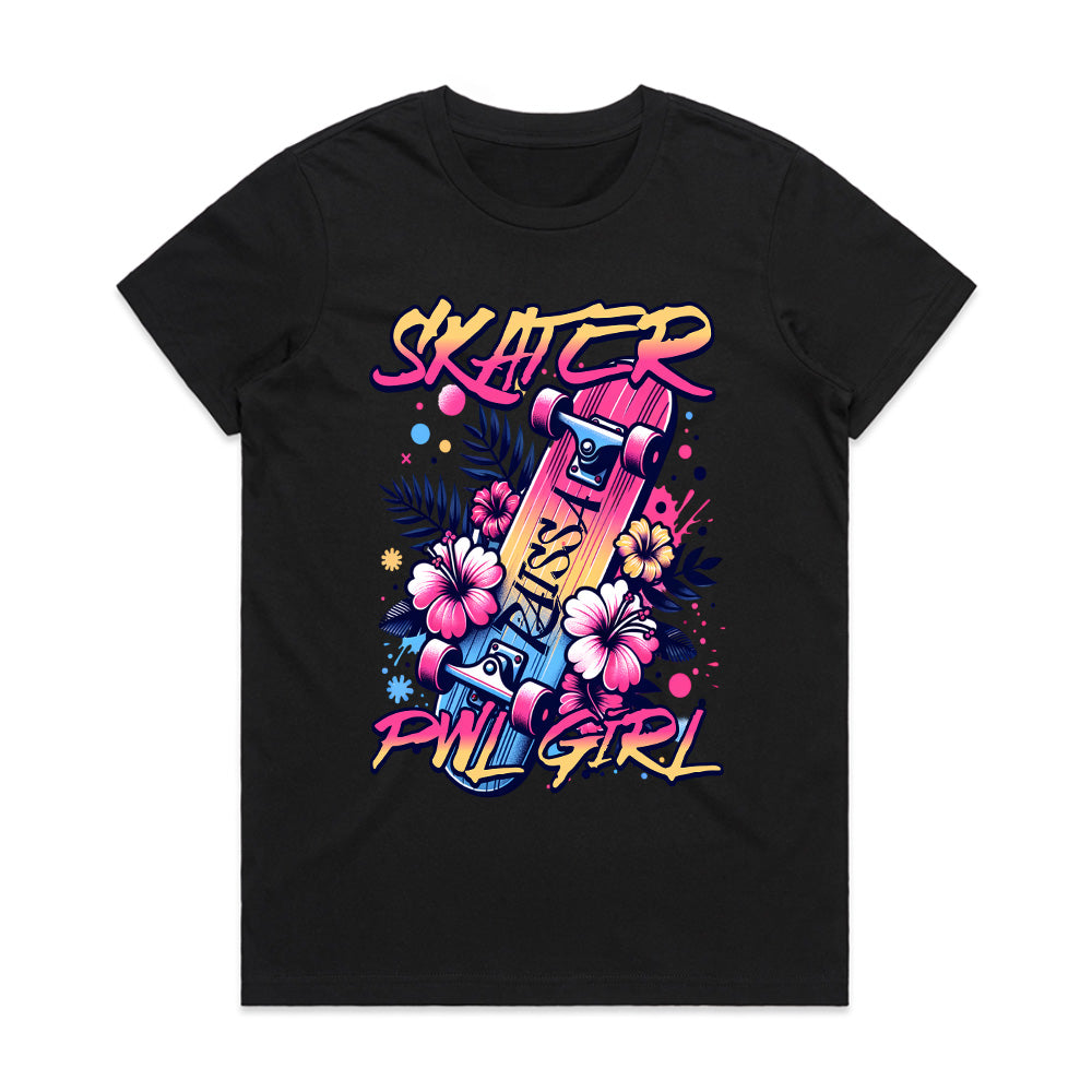 Skater Vibes: Pink Palm Girl Tee