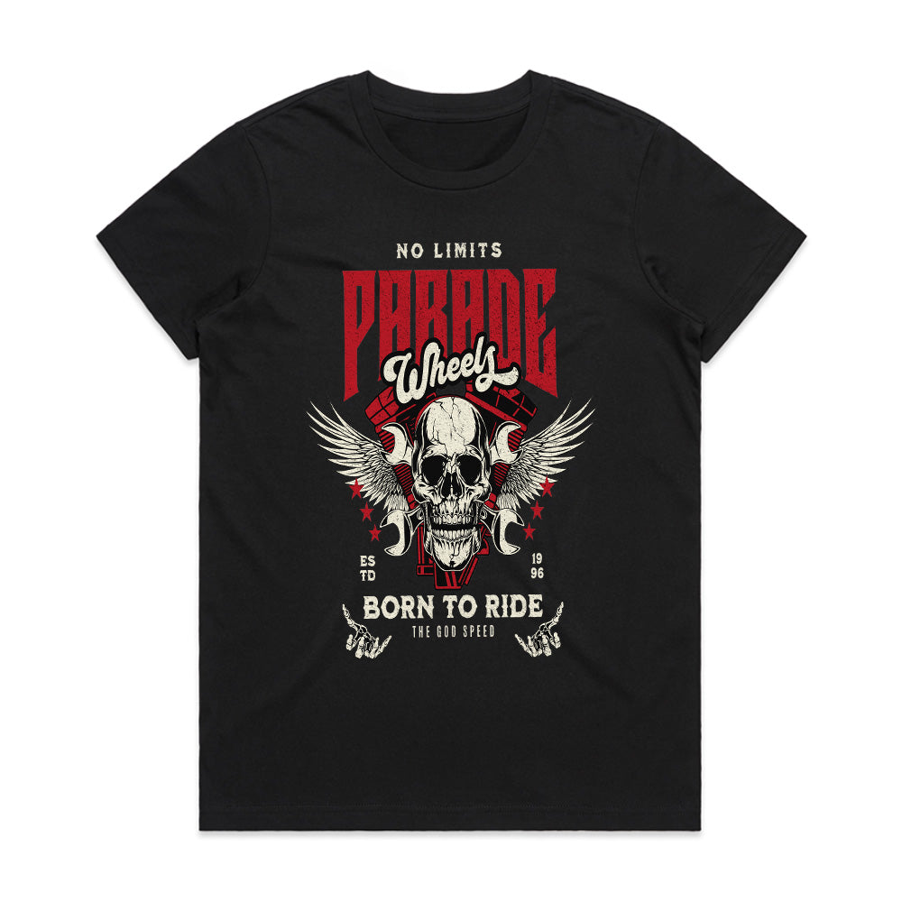 Parade Wheel – Born to Ride Biker Tee | No Limits Edition